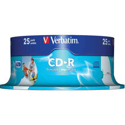 CD-R printabil Verbatim, 52x, 700 MB, 25 bucati/cake