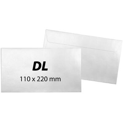 Plic DL, 110 x 220 mm, alb, gumat, 70 g/mp, 25 buc/set