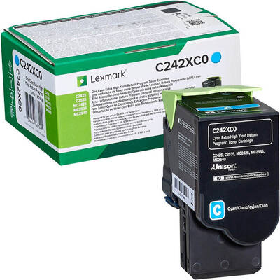 Toner imprimanta Lexmark C242XC0 Cyan