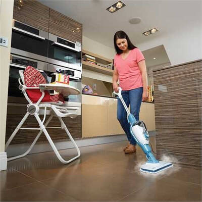 Black & Decker 9IN1 Steam-mop Upright steam cleaner 0.5 L Turquoise,White 1300 W