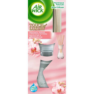 Odorizant camera, Air Wick Life Scents, matase pretioasa si orhidee orientala, Reed diffuser cu bete de ratan, 30 ml