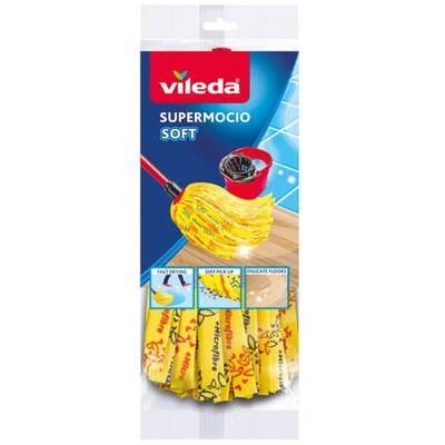 Vileda 142593 Strip Mop SuperMocio Soft cu Stâlp, Super Absorbant