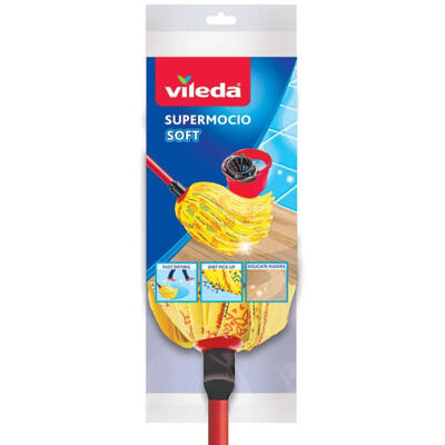 Vileda 142593 Strip Mop SuperMocio Soft cu Stâlp, Super Absorbant