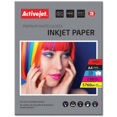 Hartie Foto ACTIVEJET AP4-230G20 photo paper for ink printers; A4; 20 pcs