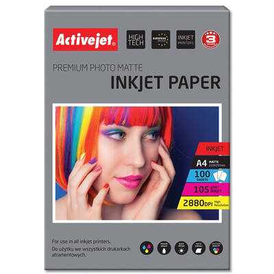 Hartie Foto ACTIVEJET AP4-105M100 matt photo paper for ink printers; A4; 100 pcs