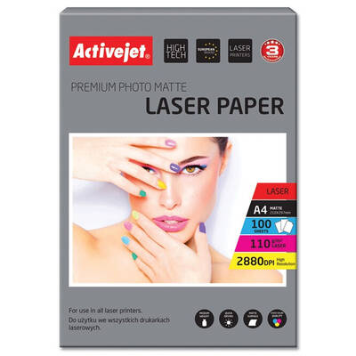 Hartie Foto ACTIVEJET AP4-110M100L matt photo paper for laser printers; A4; 100 pcs