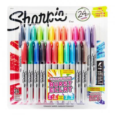 Set de markere permanente Sharpie Fine Color Burst - 24 de culori