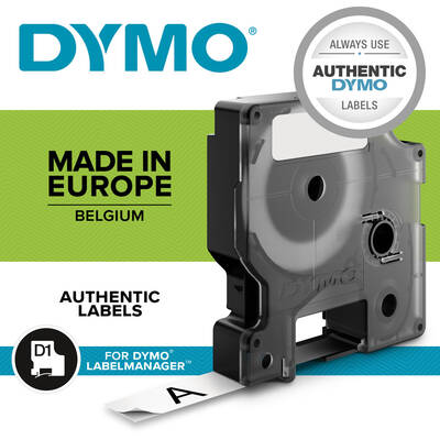 Banda etichete Dymo D1 Standard - Black on White - 6mm