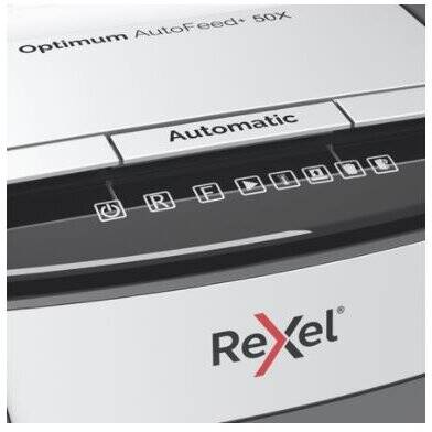 Rexel AutoFeed+ 50X shredder, P-4, cuts confetti cut (4x28mm), 50 sheets, 20 litre bin