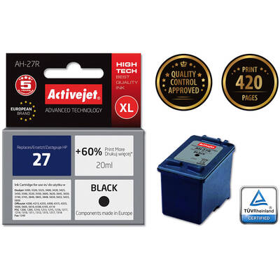 Cartus Imprimanta ACTIVEJET COMPATIBIL AH-27R for HP printer; HP 27 C8727A replacement; Premium; 20 ml; black