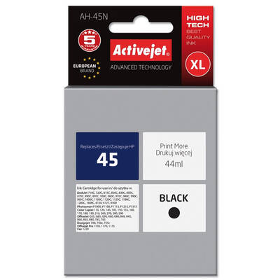 Cartus Imprimanta ACTIVEJET COMPATIBIL AH-45N for HP printer, HP 45 51645A replacement; Supreme; 44 ml; black