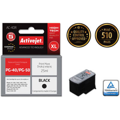 Cartus Imprimanta ACTIVEJET COMPATIBIL AC-40R for Canon printer; Canon PG-40/PG-50 replacement; Premium; 25 ml; black