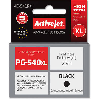 Cartus Imprimanta ACTIVEJET COMPATIBIL AC-540RX for Canon printer; Canon PG-540 XL replacement; Premium; 15 ml; black