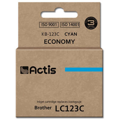 Cartus Imprimanta ACTIS COMPATIBIL KB-123C for Brother printer; Brother LC123C/LC121C replacement; Standard; 10 ml; cyan
