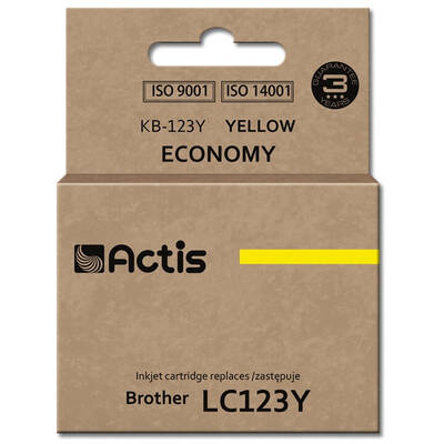 Cartus Imprimanta ACTIS COMPATIBIL KB-123Y for Brother printer; Brother LC123Y/LC121Y replacement; Standard; 10 ml; yellow