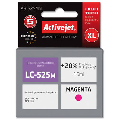 Cartus Imprimanta ACTIVEJET COMPATIBIL AB-525MN for Brother printer; Brother LC525M replacement; Supreme; 15 ml; magenta