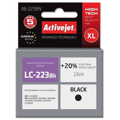 Cartus Imprimanta ACTIVEJET COMPATIBIL AB-223BN for Brother printer; Brother LC223Bk replacement; Supreme; 16 ml; black