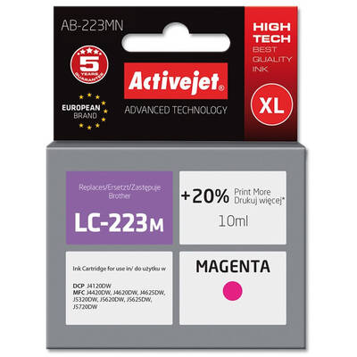 Cartus Imprimanta ACTIVEJET COMPATIBIL AB-223MN for Brother printer; Brother LC223M replacement; Supreme; 10 ml; magenta