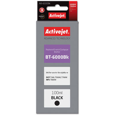 Cartus Imprimanta ACTIVEJET COMPATIBIL AB-6000Bk for Brother printer; Brother BT-6000BK replacement; Supreme; 100 ml; black