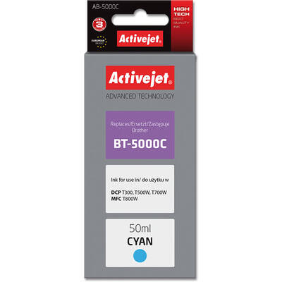 Cartus Imprimanta ACTIVEJET COMPATIBIL AB-5000C for Brother printer; Brother BT-5000C replacement; Supreme; 50 ml; cyan