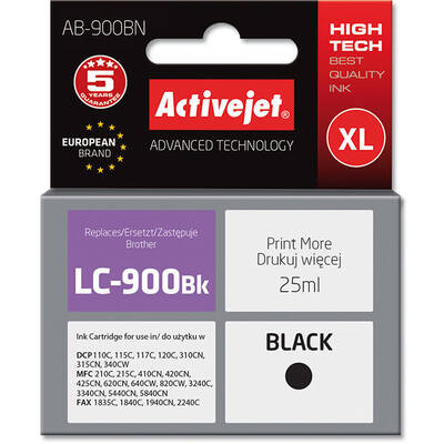 Cartus Imprimanta ACTIVEJET COMPATIBIL AB-900BN for Brother printer, Brother LC900Bk replacement; Supreme; 25 ml; black