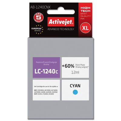 Cartus Imprimanta ACTIVEJET COMPATIBIL AB-1240CNX for Brother printer; Brother LC1220Bk/LC1240Bk replacement; Supreme; 12 ml; cyan