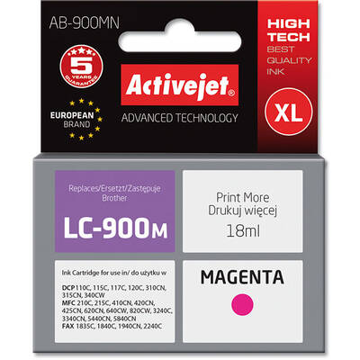 Cartus Imprimanta ACTIVEJET COMPATIBIL AB-900MN for Brother printer; Brother LC900M replacement; Supreme; 17.5 ml; magenta