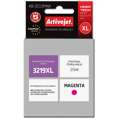 Cartus Imprimanta ACTIVEJET COMPATIBIL AB-3219MNX for Brother printer; Brother LC3219MXL replacement; Supreme; 20 ml; magenta
