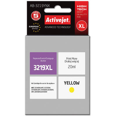 Cartus Imprimanta ACTIVEJET COMPATIBIL AB-3219YNX for Brother printer; Brother LC3219YXL replacement; Supreme; 20 ml; yellow