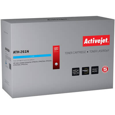 Toner imprimanta ACTIVEJET COMPATIBIL ATH-261N for HP printer; HP CE261A replacement; Supreme; 11000 pages; cyan