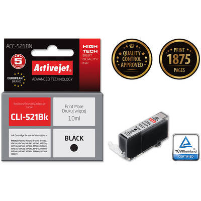 Cartus Imprimanta ACTIVEJET COMPATIBIL ACC-521BN for Canon printer; Canon CLI-521Bk replacement; Supreme; 10 ml; black