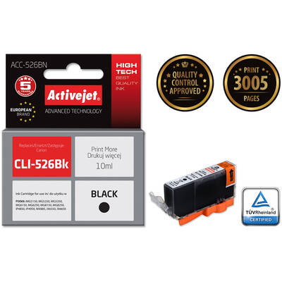 Cartus Imprimanta ACTIVEJET COMPATIBIL ACC-526BN for Canon printer; Canon CLI-526Bk replacement; Supreme; 10 ml; black