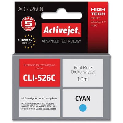 Cartus Imprimanta ACTIVEJET COMPATIBIL ACC-526CN for Canon printer; Canon CLI-526C replacement; Supreme; 10 ml; cyan