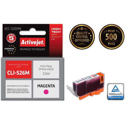 Cartus Imprimanta ACTIVEJET COMPATIBIL ACC-526MN for Canon printer; Canon CLI-526M replacement; Supreme; 10 ml; magenta