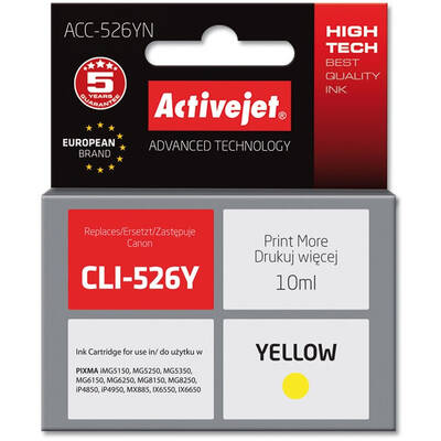 Cartus Imprimanta ACTIVEJET COMPATIBIL ACC_526YN for Canon printer; Canon CLI-526Y replacement; Supreme; 10 ml; yellow