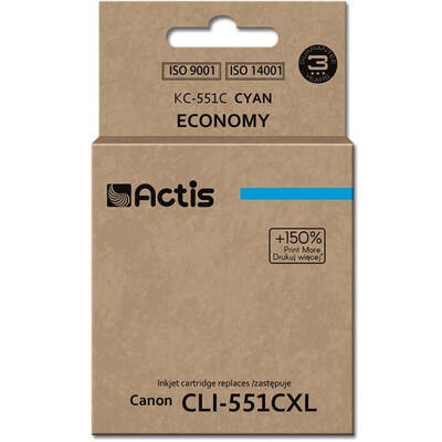 Cartus Imprimanta ACTIS COMPATIBIL KC-551C for Canon printer; Canon CLI-551C replacement; Standard; 12 ml; cyan (with chip)