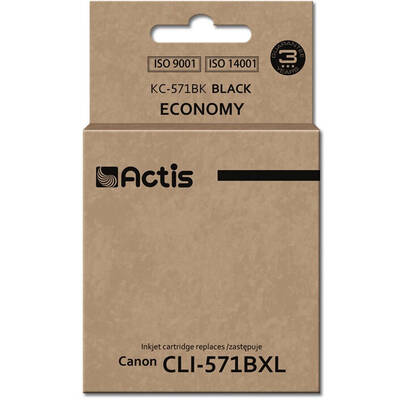 Cartus Imprimanta ACTIS COMPATIBIL KC-571Bk for Canon printer; Canon CLI-571Y replacement; Standard; 12 ml; black