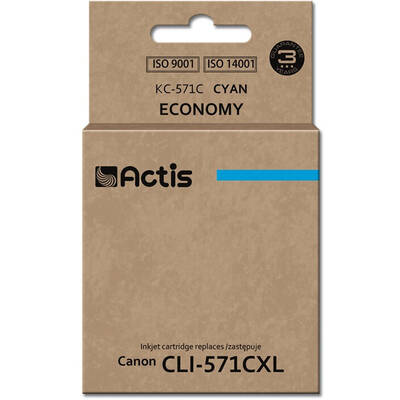 Cartus Imprimanta ACTIS COMPATIBIL KC-571C for Canon printer; Canon CLI-571C replacement; Standard; 12 ml; cyan
