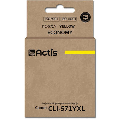 Cartus Imprimanta ACTIS COMPATIBIL KC-571Y for Canon printer; Canon CLI-571Y replacement; Standard; 12 ml; yellow
