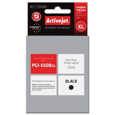 Cartus Imprimanta ACTIVEJET COMPATIBIL ACC-550BN for Canon printer; Canon PGI-550Bk replacement; Supreme; 25 ml; black