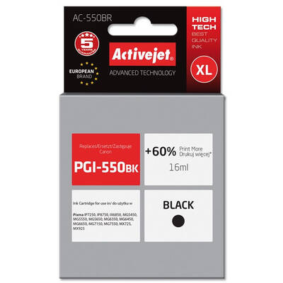 Cartus Imprimanta ACTIVEJET COMPATIBIL AC-550BR for Canon printer; Canon PGI-550Bk replacement; Premium; 16 ml; black