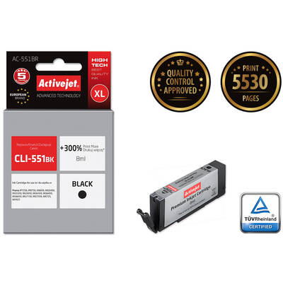 Cartus Imprimanta ACTIVEJET COMPATIBIL AC-551BR for Canon printer; Canon CLI-551Bk replacement; Premium; 8 ml; black