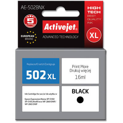 Cartus Imprimanta ACTIVEJET Compatibil AE-502BNX for Epson printer, Epson 502XL W14010 replacement; Supreme; 16 ml; black