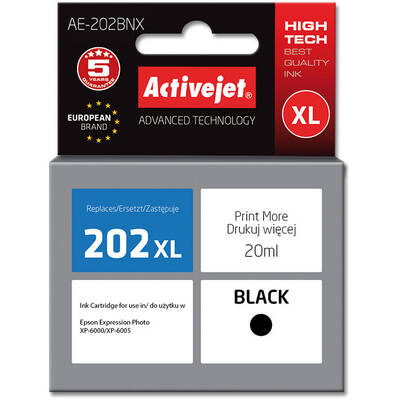 Cartus Imprimanta ACTIVEJET Compatibil AE-202BNX for Epson printer, Epson 202XL G14010 replacement; Supreme; 20 ml; black