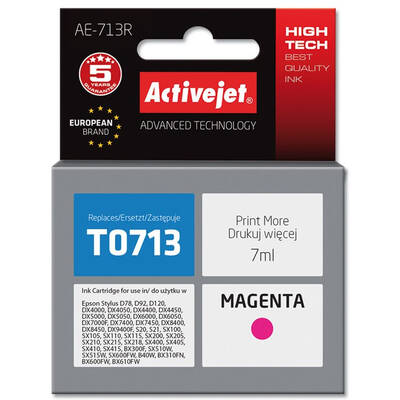 Cartus Imprimanta ACTIVEJET Compatibil AE-713R for Epson printer, Epson T0713, T0893, T1003 replacement; Premium; 7 ml; magenta
