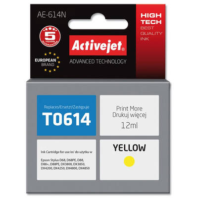 Cartus Imprimanta ACTIVEJET Compatibil AE-614N for Epson printer, Epson T0614 replacement; Supreme; 12 ml; yellow