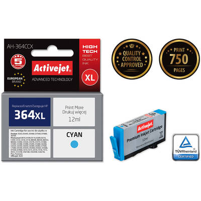 Cartus Imprimanta ACTIVEJET Compatibil AH-364CCX for HP printer; HP 364XL CB323EE replacement; Premium; 12 ml; cyan