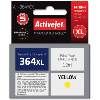 Cartus Imprimanta ACTIVEJET Compatibil AH-364YCX for HP printer; HP 364XL CB325EE replacement; Premium; 12 ml; yelllow