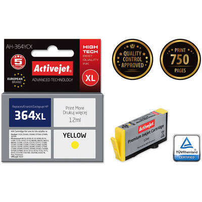 Cartus Imprimanta ACTIVEJET Compatibil AH-364YCX for HP printer; HP 364XL CB325EE replacement; Premium; 12 ml; yelllow