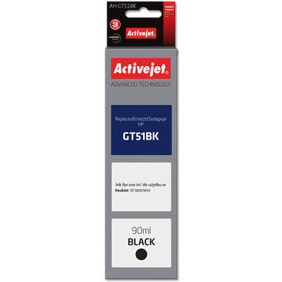 Cartus Imprimanta ACTIVEJET Compatibil AH-GT51Bk for HP printer; HP GT-51BK M0H57AE replacement; Supreme; 90 ml; black